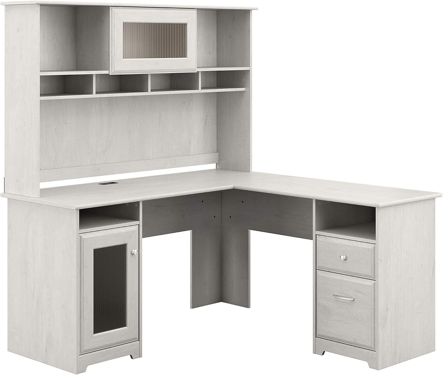 Bush Furniture Cabot L Shaped Desk with Hutch in Espresso Oak