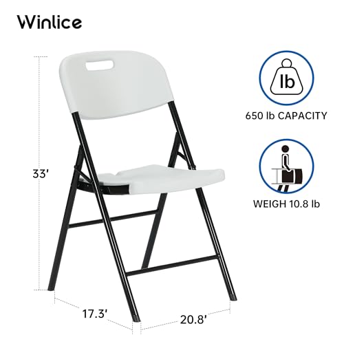 10 Pack White Folding Chairs, Steel Folding Dining Chairs, Commercial Grade Folding Chair, Foldable Guest Chairs for Events Office Wedding Party