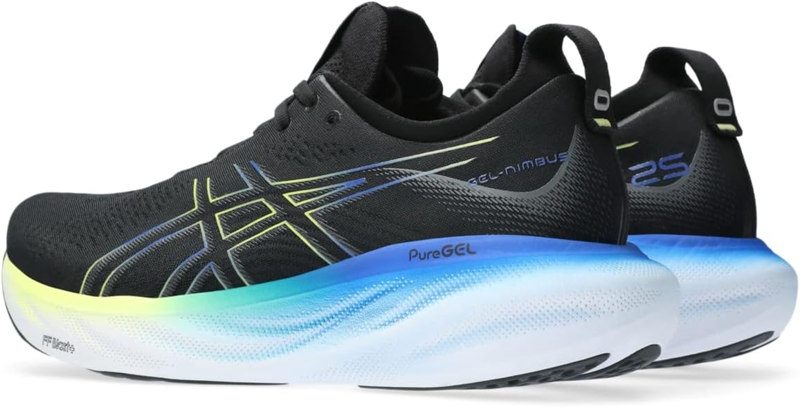 ASICS Men's Gel-Nimbus 25 Running Shoes, 10, Black/Glow Yellow