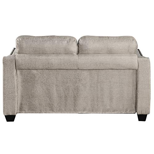 Knocbel Stylish 3-Piece Sofa Set Living Room Set with Tufted Cushions, Velvety Soft Linen Blend Fabric and Brass Nail Head Trip, Including 3-Seat Sofa, Loveseat and Accent Chair, Gray