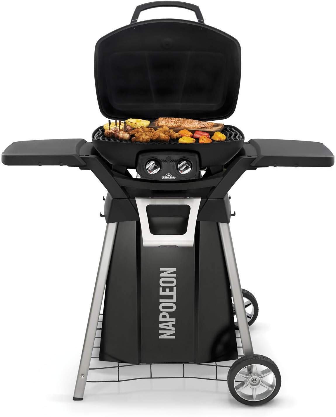 Napoleon TravelQ PRO285 Portable Tabletop Grill on Cart (PRO285N-BK-PRO285-STAND), Natural Gas