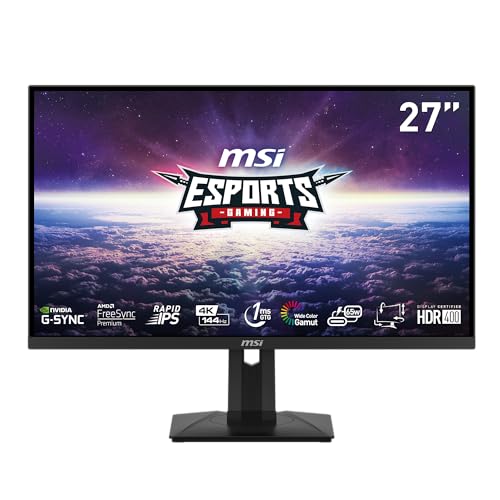 MSI MAG274UPF, 4K Rapid IPSGaming Monitor, 1 ms, 144Hz, FreeSync Premium, HDR400, G-Sync Compatible,Swivel, Pivot and Height Adjustable