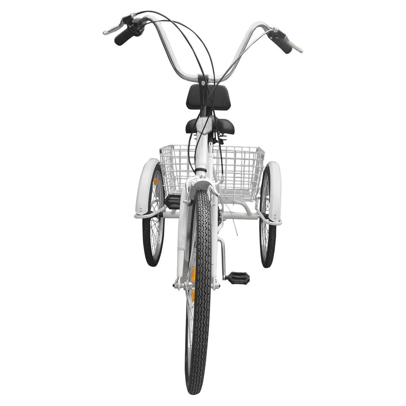 Motor Genic Unisex 7-Speed 24" Adult 3-Wheel Tricycle Cruise Bike With Basket Women Trike Bycicle White