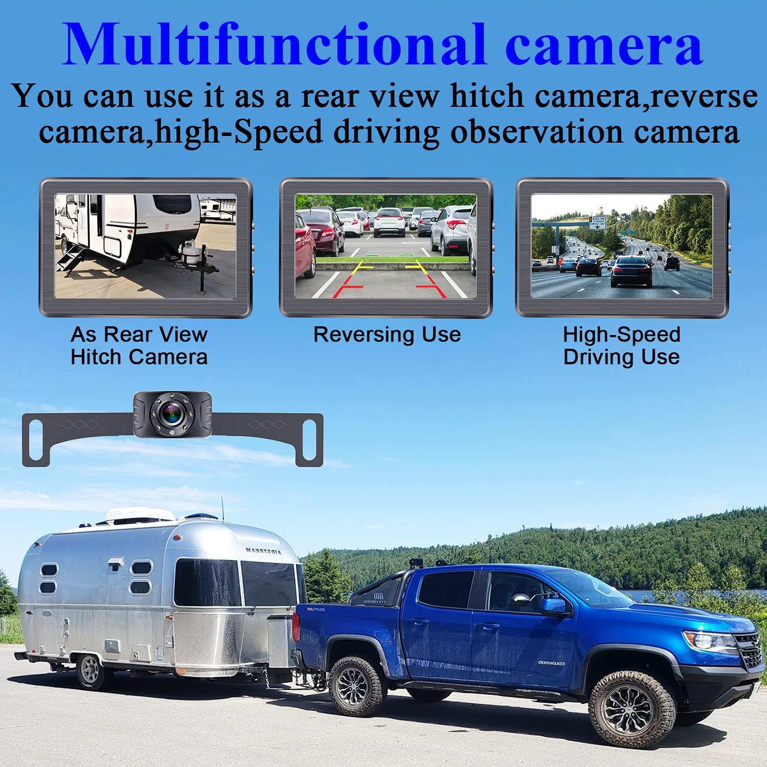 Backup Camera for Car Truck HD 1080P Rear View Mirror Camera System with 4.3 Inch Monitor, Easy to Install,6 LED Lights Clear Night Vision, DIY Grid Lines - AMTIFO A2