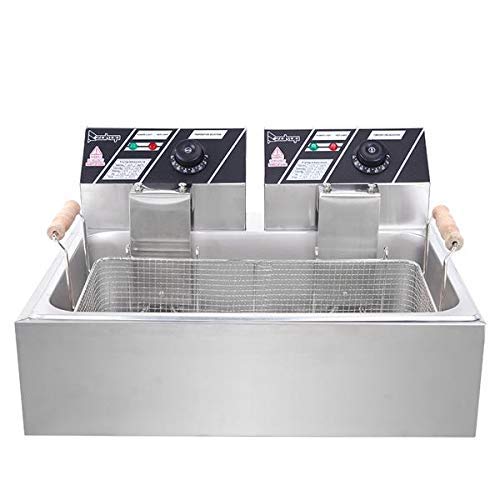 Electric Countertop Deep Fryer, Stainless Steel Large Capacity French Fries With Removable Basket and Professional Heating Element