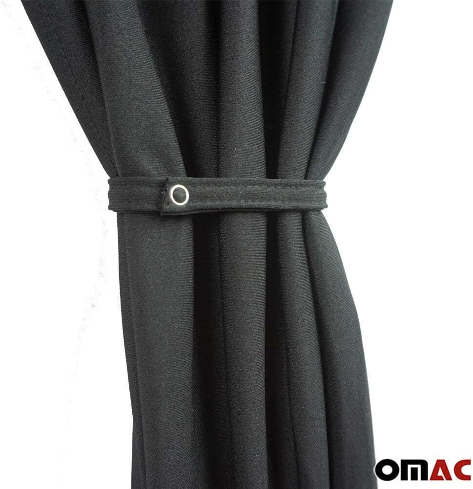 OMAC Van Cab Divider Curtains Campervan Sunshade Blinds Kit Black | Fits Mercedes Accessories 2 pcs. Curtains 1pcs. Profiles Screws (54x39 ?nch)