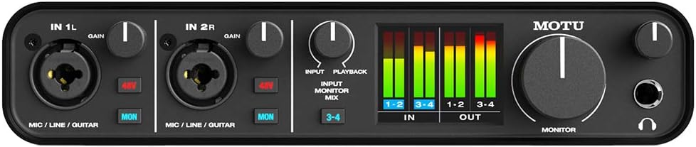Motu M4 4x4 USB Audio Interface with MXL 770 Cardioid Microphone (Black), HPC-A30 Studio Monitor Headphones & XLR Cable Bundle