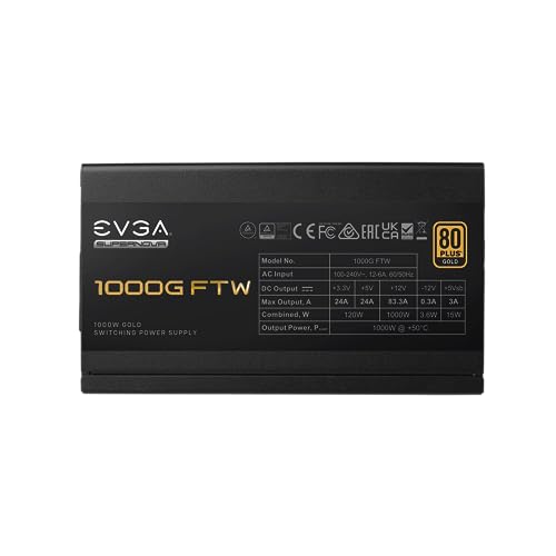 EVGA Supernova 850G FTW ATX3.0 & PCIE 5, 80 Plus Gold Certified 850W, 12VHPWR, Fully Modular, ECO Mode with FDB Fan, 100% Japanese Capacitors, Compact 150mm Size, Power Supply 535-5G-0850-K1