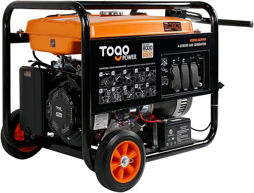 TogoPower Portable Generator, 1000W Gasoline Powered Generator for Backup Home Use Camping Outdoors, CARB