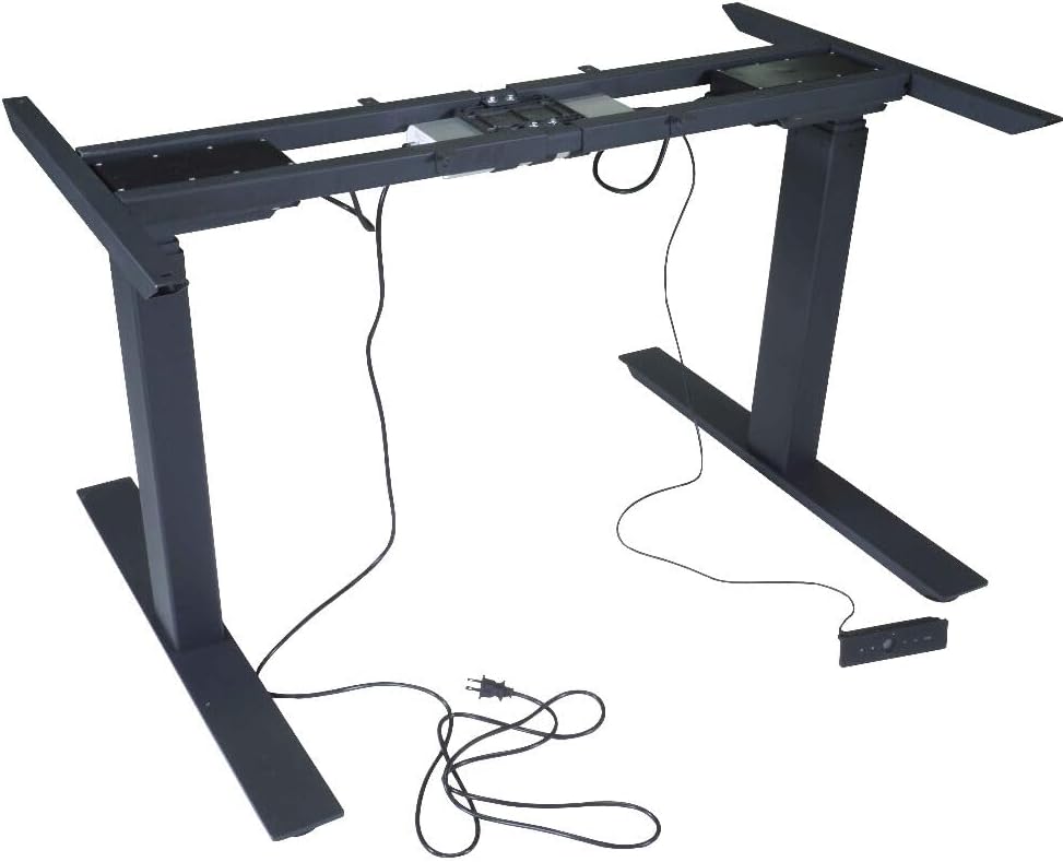 Titan Dual Motor Electric Adjustable Base Height Sit-Stand Standing Desk Frame 50" H 63" W Programmable Buttons
