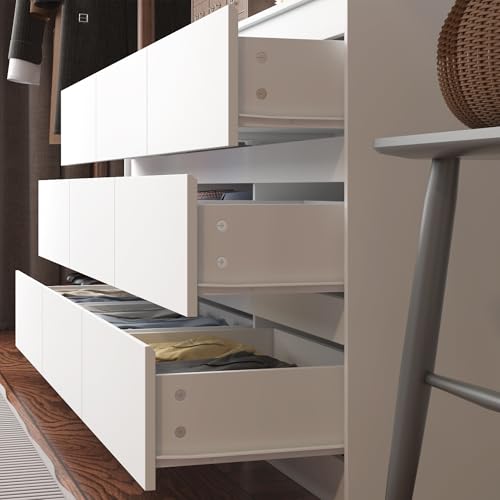 Hitow 9 Drawer Dresser for Bedroom with Deep Drawers, Large Floor Wood Dressers & Chest of Drawers Handle Free, Modern Black Long Dressers for Closet Living Room, Euro Slide (63"W x 15.7"D x 31.5"H)
