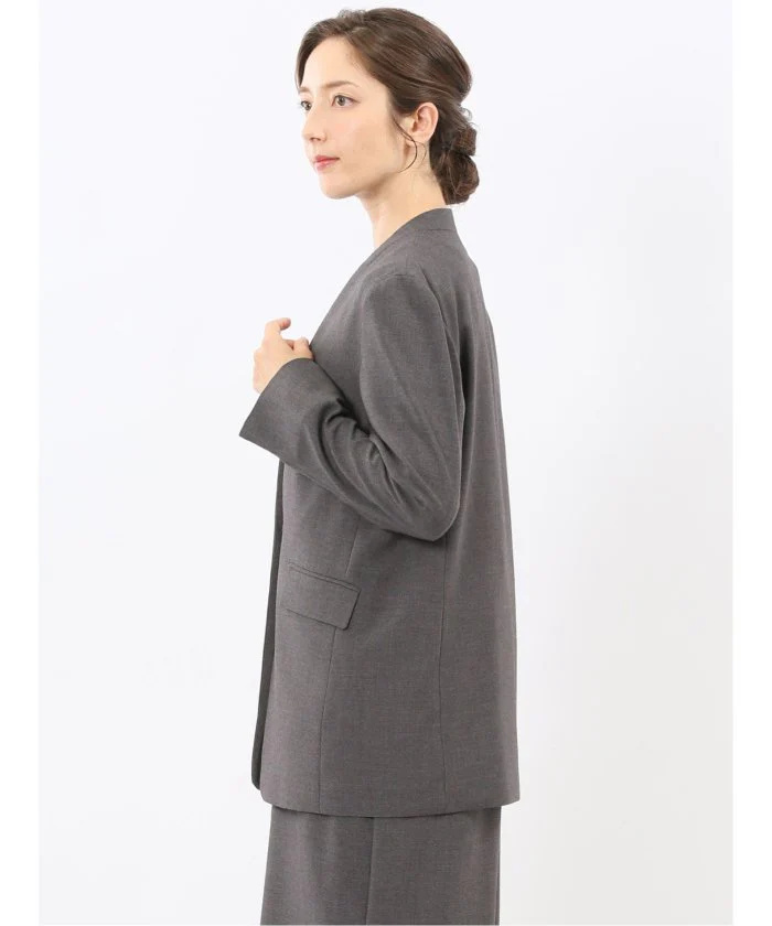 Stretch Washable Woolish No Collar Jacket