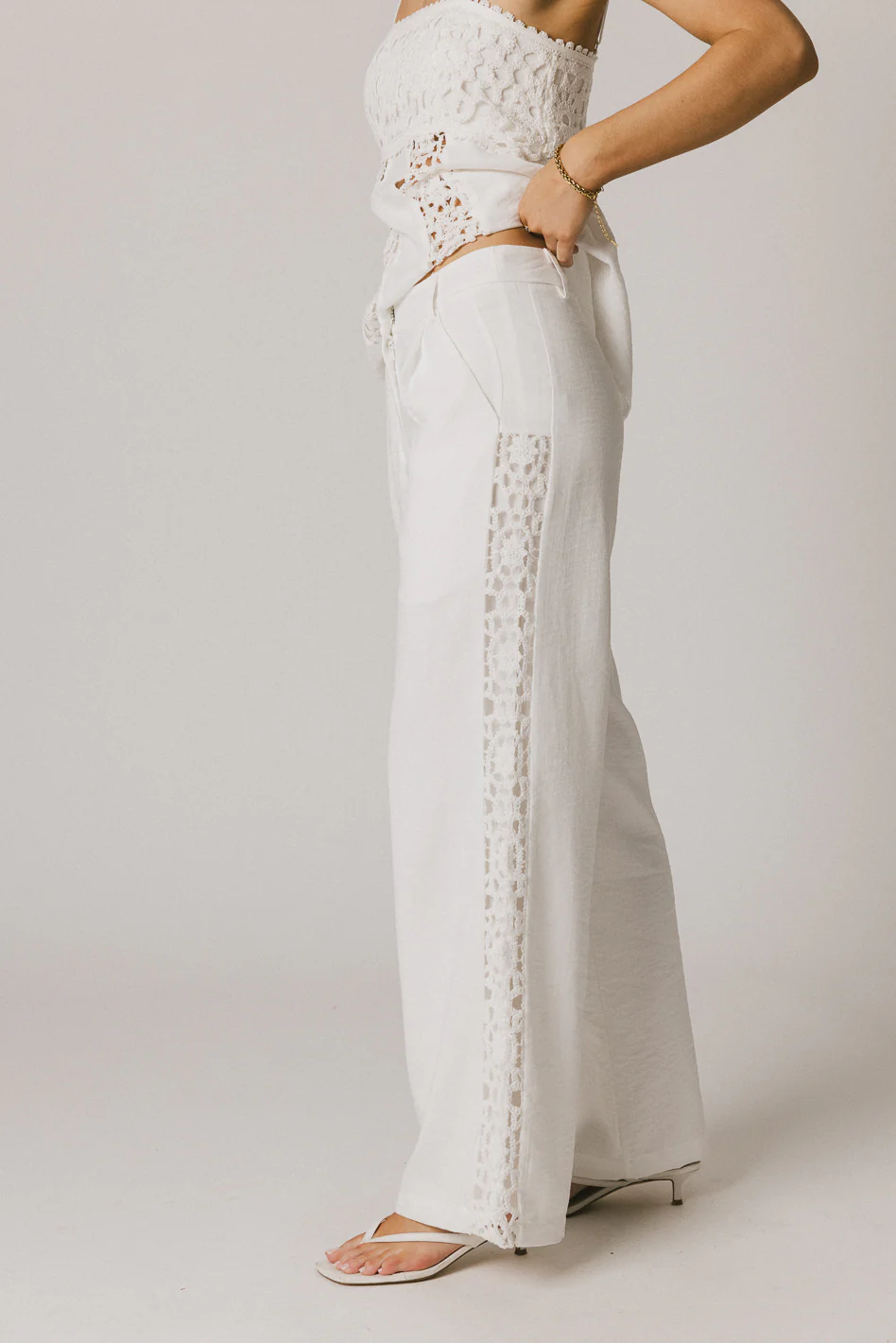 Karie Crochet Pants in White - FINAL SALE