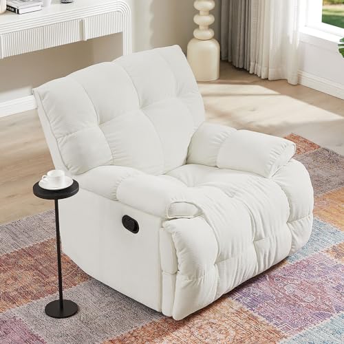JUSTONE Swivel Rocker Recliner Chair, 360 Degree Swivel Chair Manual Recliner Single Sofa Couch, Soft Fabric Overstuffed Rocking Chair for Living Room, YELLOW