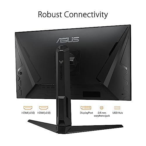 ASUS TUF Gaming 27" 2K HDR Gaming Monitor (VG27AQ) - QHD (2560 x 1440), 165Hz (Supports 144Hz), 1ms, Extreme Low Motion Blur, Speaker, G-SYNC Compatible, VESA Mountable, DisplayPort, HDMI ,Black