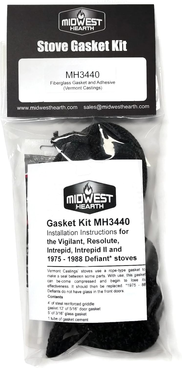 Midwest Hearth 3440 Gasket Kit for Intrepid I,II, Old Defiant*, Resolute, Vigilant Stoves by Vermont Castings Pack of 2