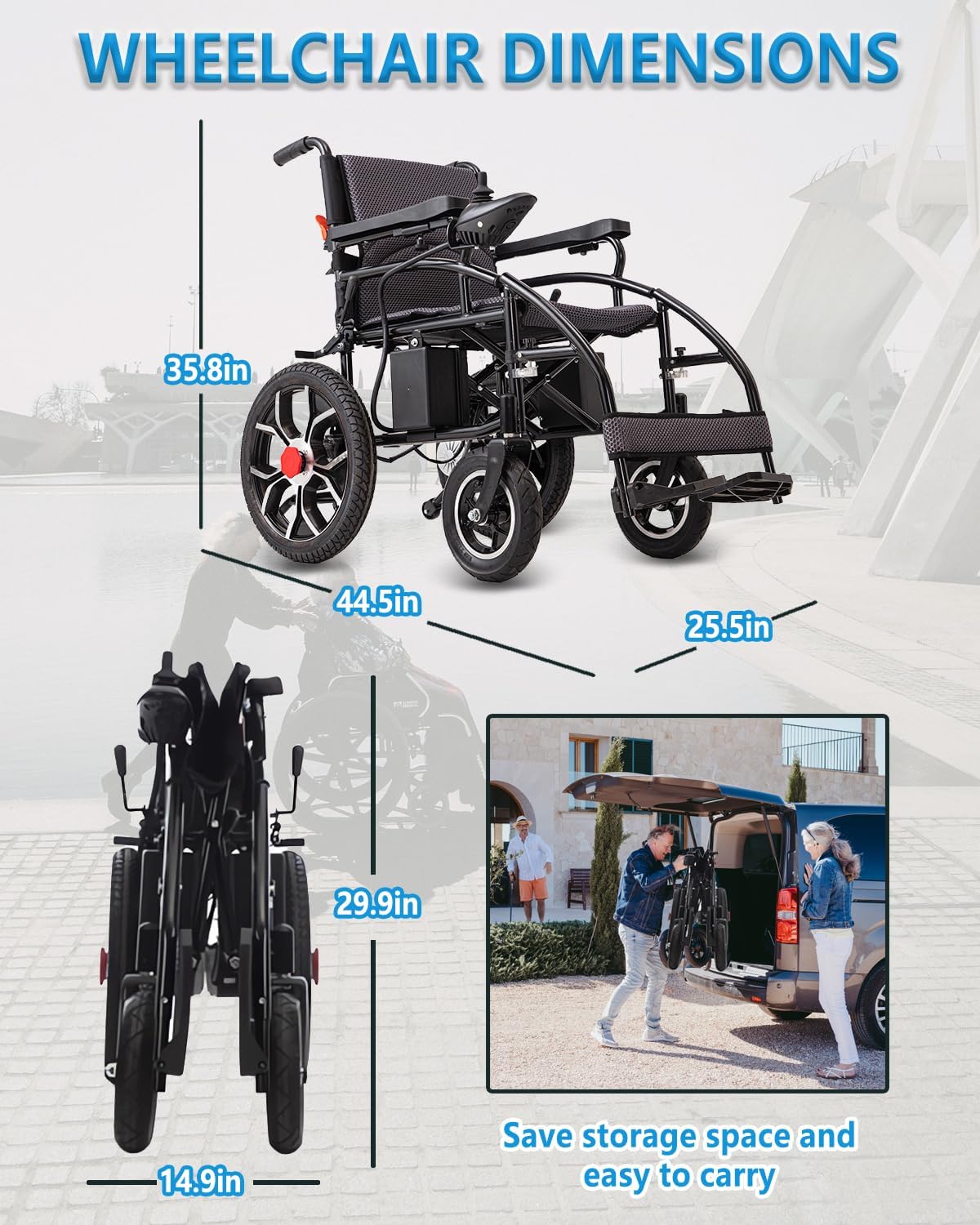 Electric Wheelchairs for Adults Lightweight Foldable Motorized Wheelchair for Senior, 500W Motors Power Wheelchair Support 330lbs,All Terrain Travel Wheelchairs for Adults