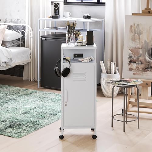 Novogratz Cache Metal Locker-Style Mobile Storage Cart, Hunter Green