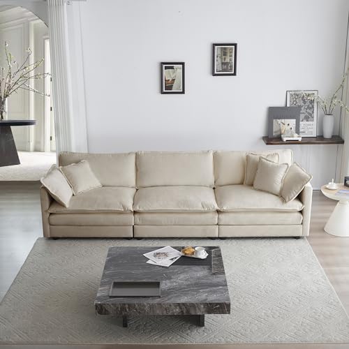 2 Piece Chenille Cloud Couches Set, Modern Loveseat and 3 Seater Sofa Set Living Room Furniture Set for Apartment Office