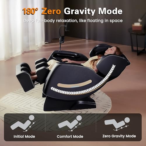 Luxury Zero Gravity Full-Body Massage Chair with Heating, Bluetooth Audio, and Foot Rollers - Home Relaxation Recliner (Velvet Black)