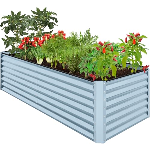 Best Choice Products 8x4x2ft Outdoor Metal Raised Garden Bed, Deep Root Planter Box for Vegetables, Flowers, Herbs, and Succulents w/ 478 Gallon Capacity - Gray