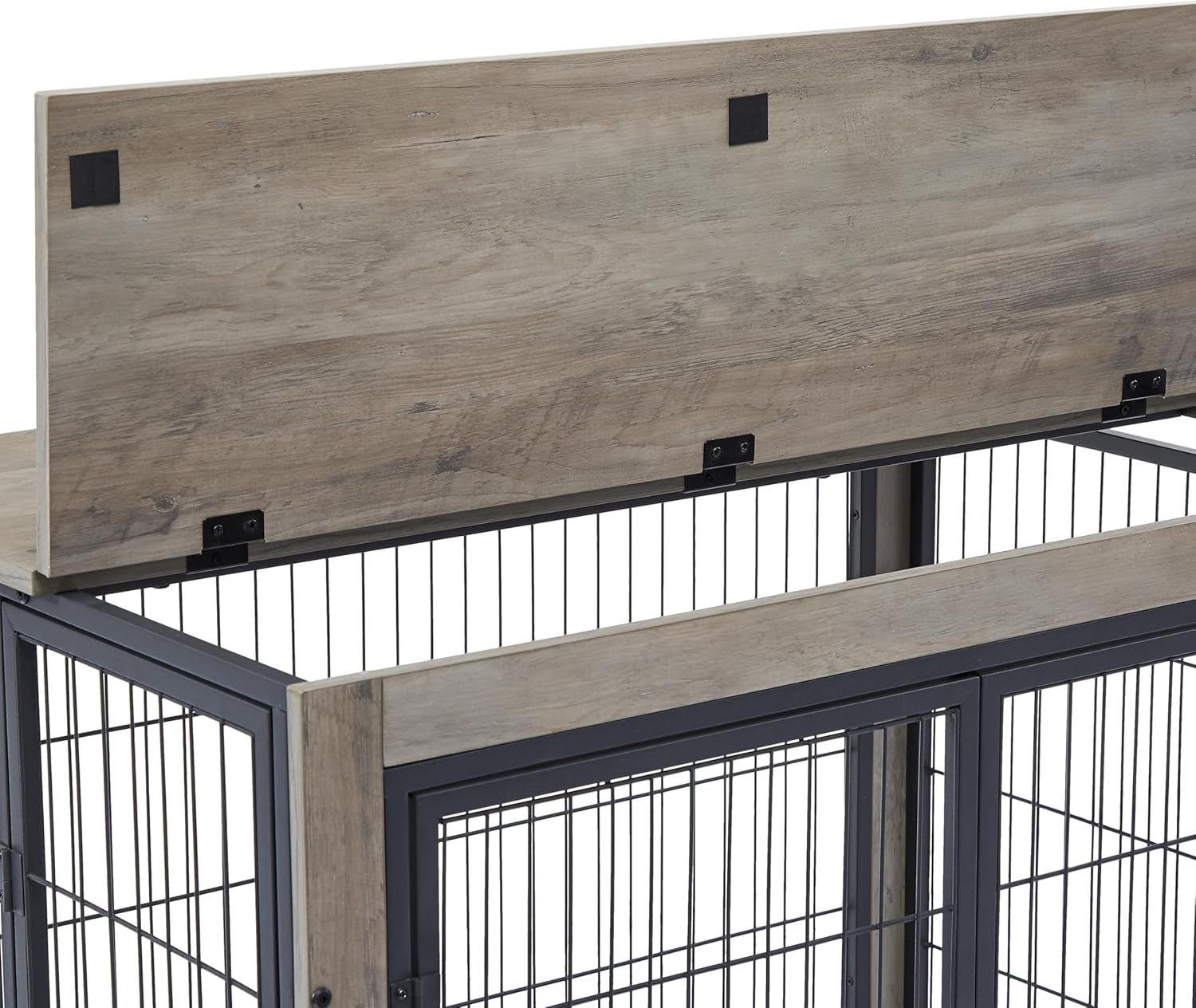 Dog Crate Furniture: Furniture Style Dog Crate Side Table on Wheels with Double Doors and Lift Top Dog Kennel Indoor for Small/Medium/Large Dog End Table Grey