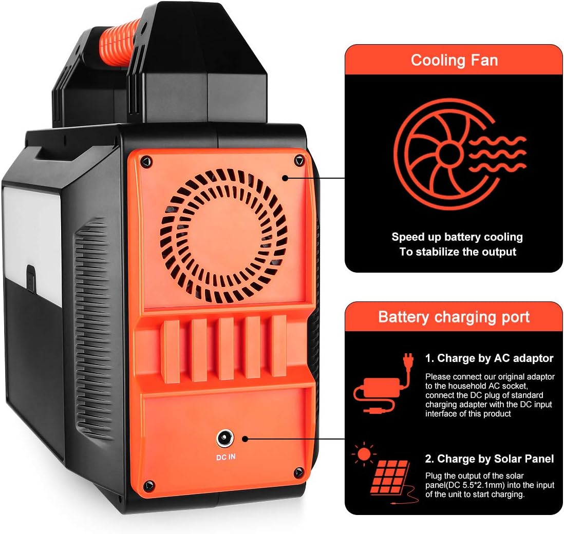 Powilling Portable Power Station, 300Wh Backup Lithium Battery, 110V/200W Pure Sine Wave AC Outlet, Solar Generator (Solar Panel Not Included) for Outdoors Camping Travel Hunting Emergency