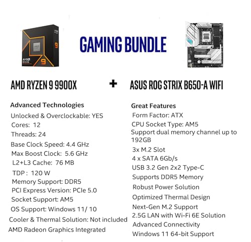 MICRO CENTER AMD Ryzen 7 7800X3D 8-Core16-Thread Desktop Processor with ASUS ROG Strix B650E-F Gaming WiFi AM5 Gaming Motherboard