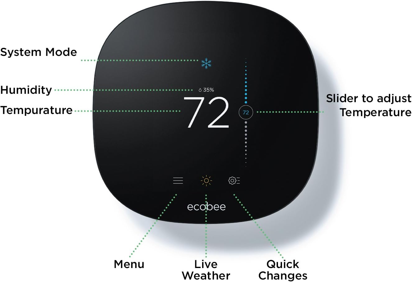ecobee EB-STATe3L-01 3 Lite Thermostat, Wi-Fi, Works with Amazon Alexa