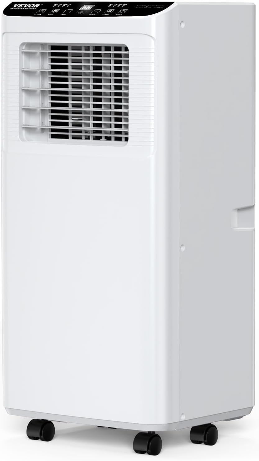 VEVOR 8,000 BTU Portable Air Conditioners - Cool to 350 Sq.Ft with Remote Control, 3-in-1 Portable AC Unit with Dehumidifier, Fan Modes for Bedroom, Office with Timer and Installation Kits, White