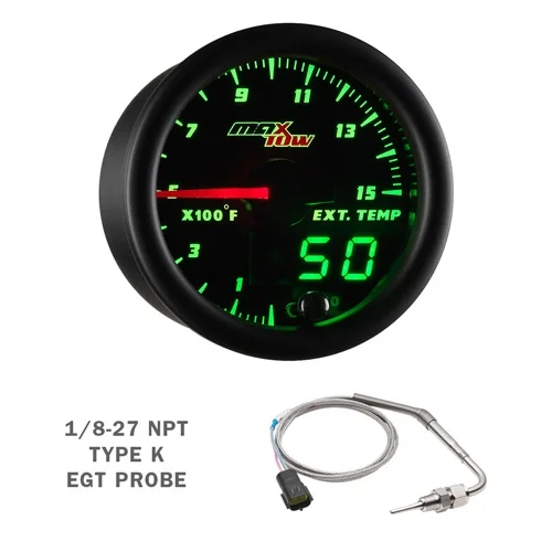 MaxTow 2010-2018 Dodge Ram Cummins Taupe Triple Gauge Package with Black & Green DS1 Gauge Set