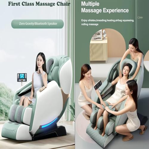 Massage Chair Full Body, Shiatsu Heated Electric 3D Zero Gravity Massage Chair 4D with LCD Controller,with Bluetooth Speaker,Green