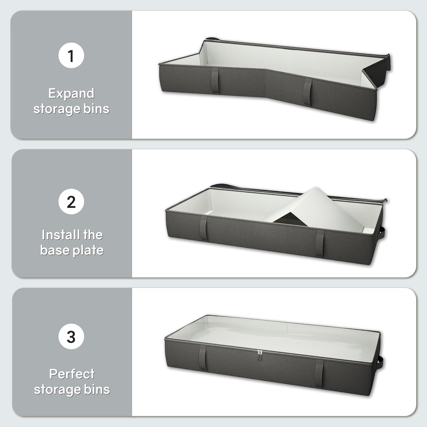 2-Pack Under Bed Storage Containers, 8 Inches Tall Underbed Clothes Storage Organizer Bin with Sturdy Sidewalls/Bottom, Under the Bed Storage Bags 2 Storage Bins, Beige