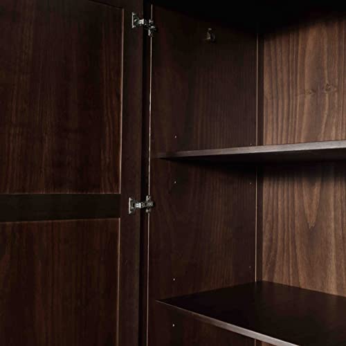 Grain Wood Furniture Shaker 2-Door Wardrobe, Solid Wood with Walnut Finish