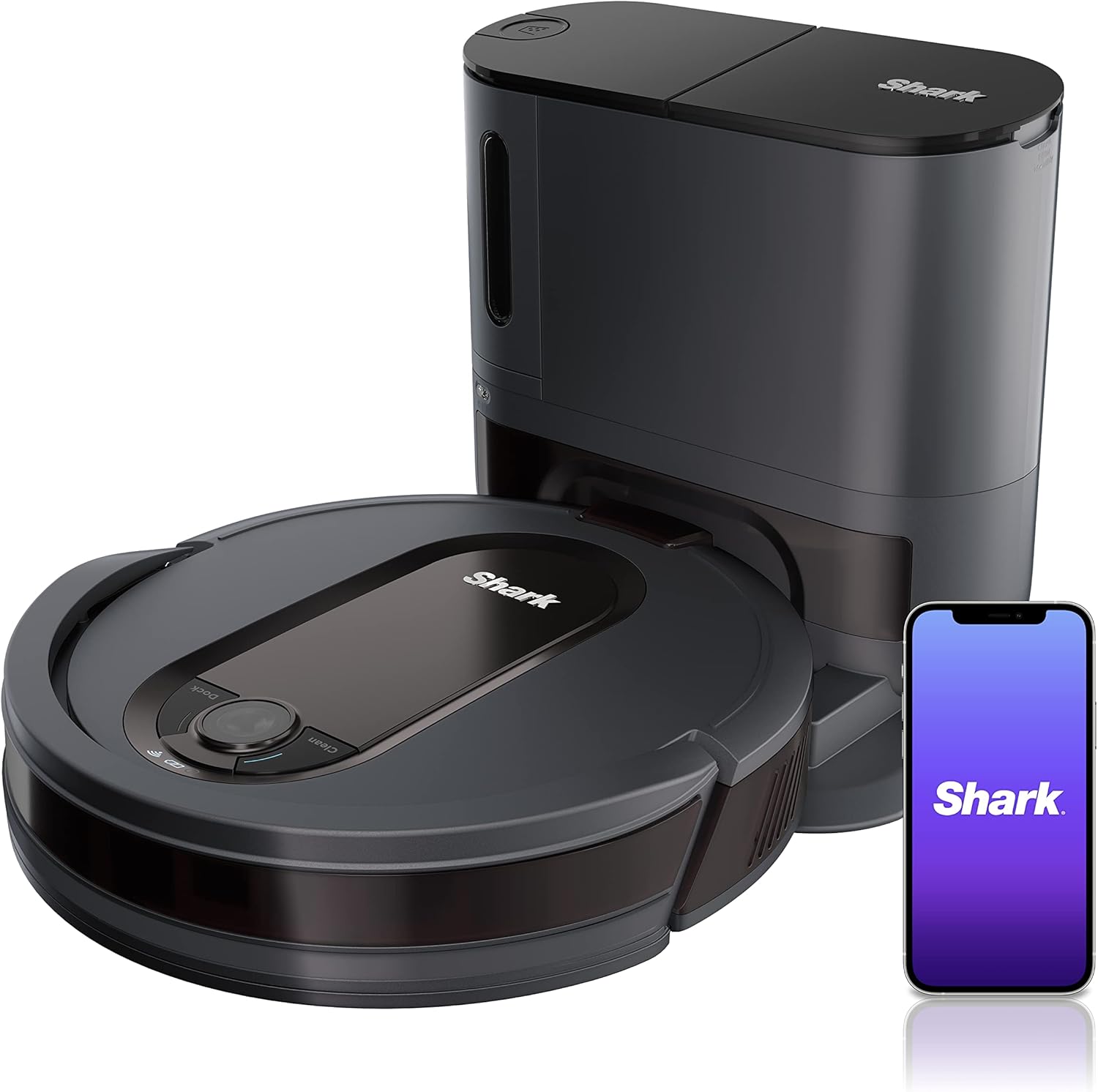 Shark RV1001AE IQ Robot Self-Empty XL, Robot Vacuum with IQ Navigation, Home Mapping, Self-Cleaning Brushroll, Wi-Fi Connected, Works with Alexa, Black