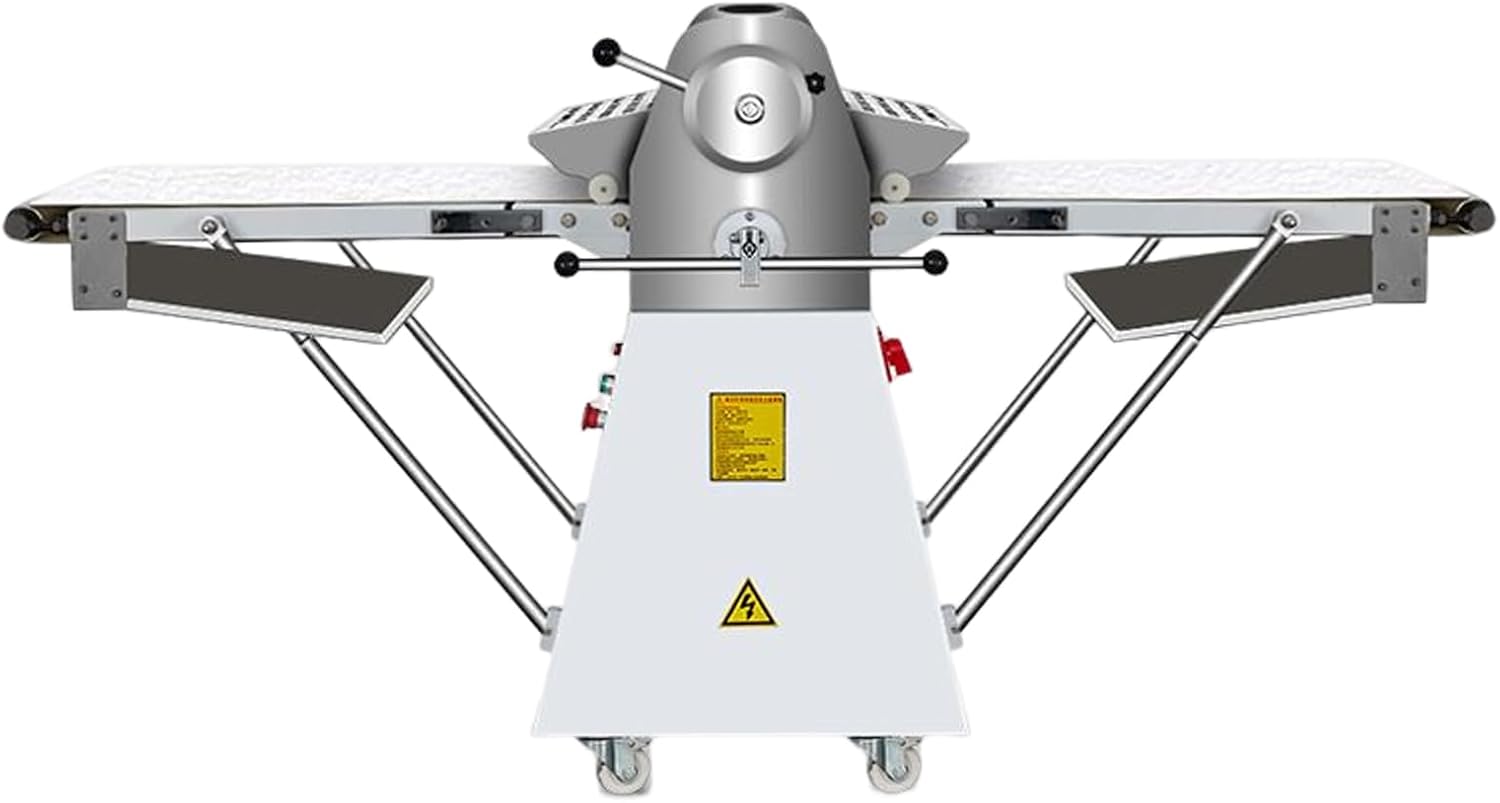 Commercial Dough Sheeter Machine Reversible Dough Roller Sheeter Press Machine 0.06''-1.4'' Thickness Puff Pastry Pie Crust Croissant Crisping Folding Sheeter 20in Belt for Bakery 220V