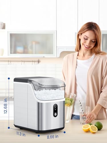 COWSAR Nugget Ice Makers Countertop, Soft Chewable Crushed Ice Maker Machine, Portable Pebble Ice Maker Countertop, 34Lbs/Day, Self-Cleaning, One-Button Operation Ice Machine