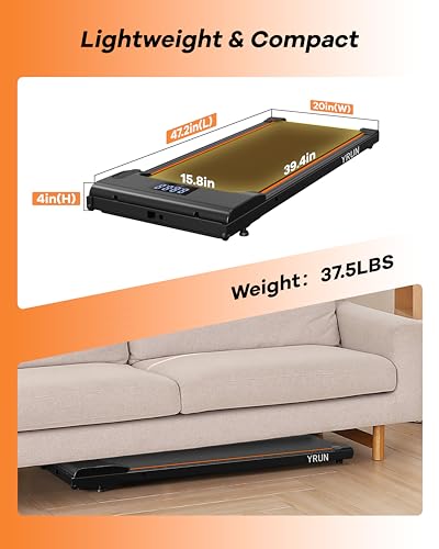 Walking Pad Under Desk Treadmill, 2.5HP Quiet Brushless Small Treadmill for Home and Office, Compact Portable Walking pad with Remote & App Control for Walking and Jogging