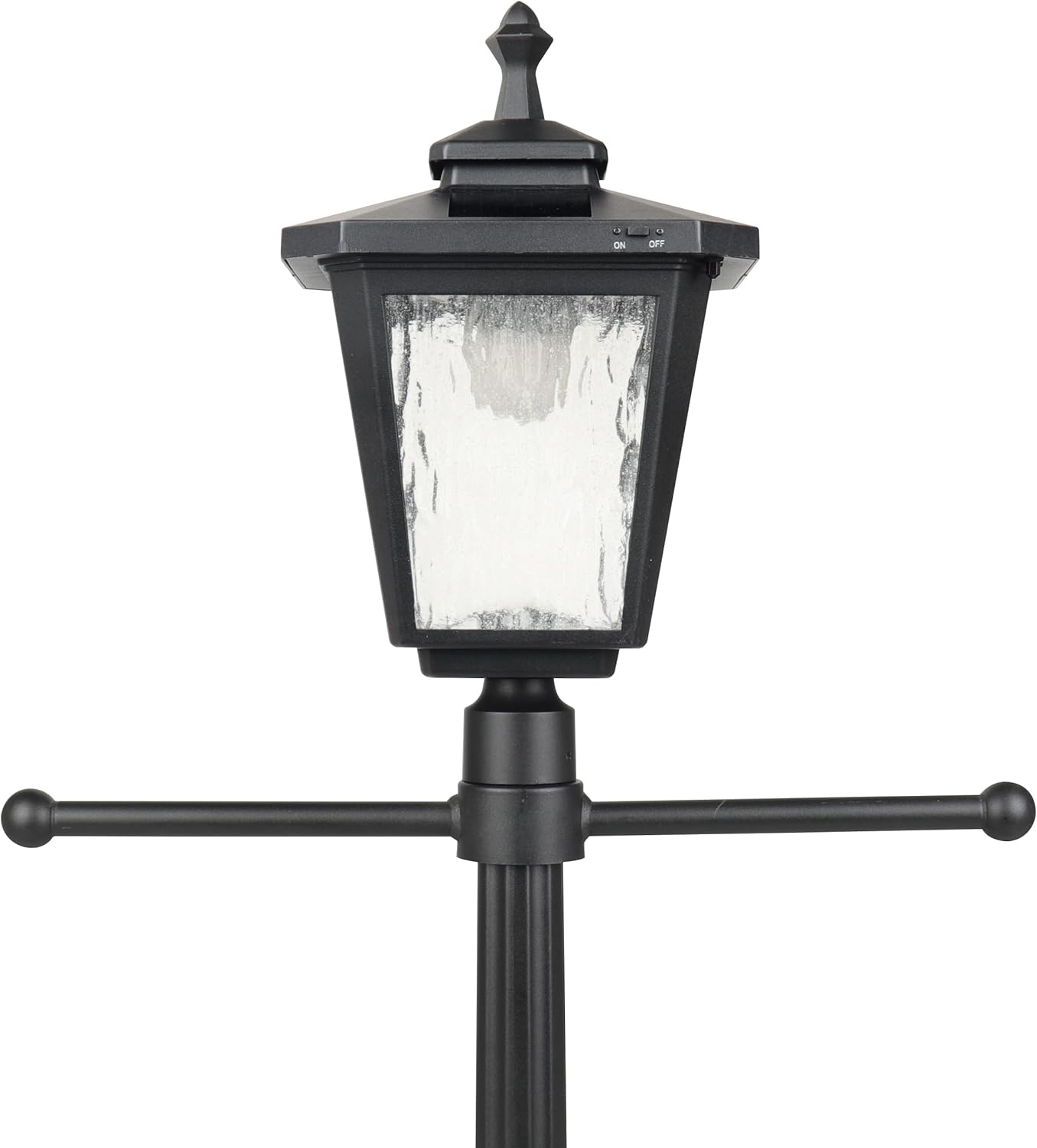 76" Height Solar Lamp Post Lights with Planter, Die-Casting Aluminum construction, Glass lampshade with warm white LED, Suitable for Yard, Driveway, Garden and Patio Decoration, Matte Black