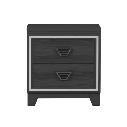Harper & Bright Designs 3-Pieces Bedroom Sets Queen Size Upholstered Bed with LED Lights, Nightstands and Dresser with Metal Handles and Sparkling Shiny Decoration, White