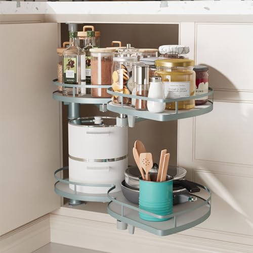 Swing Blind Corner Cabinet Organizer, 36" Blind Corner Cabinet Pull Out, 2 Tier Swing Tray Soft Close Blind Organizer for Right Handed Open