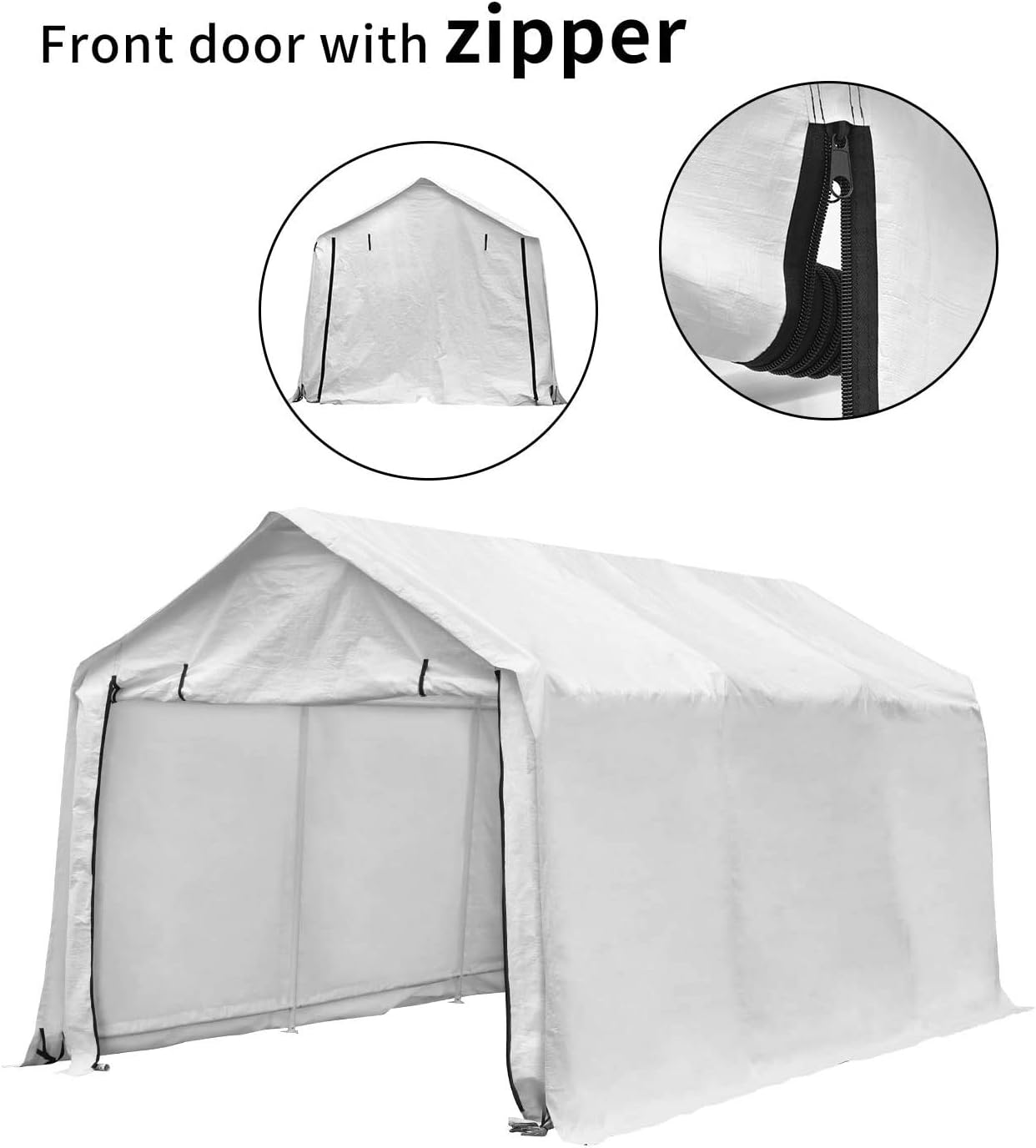 PUPZO Outdoor Patio 10x17 FT Heavy Duty Carport Car Canopy Garage Shelters 8 Steel Legs Waterproof Anti-Exposure White