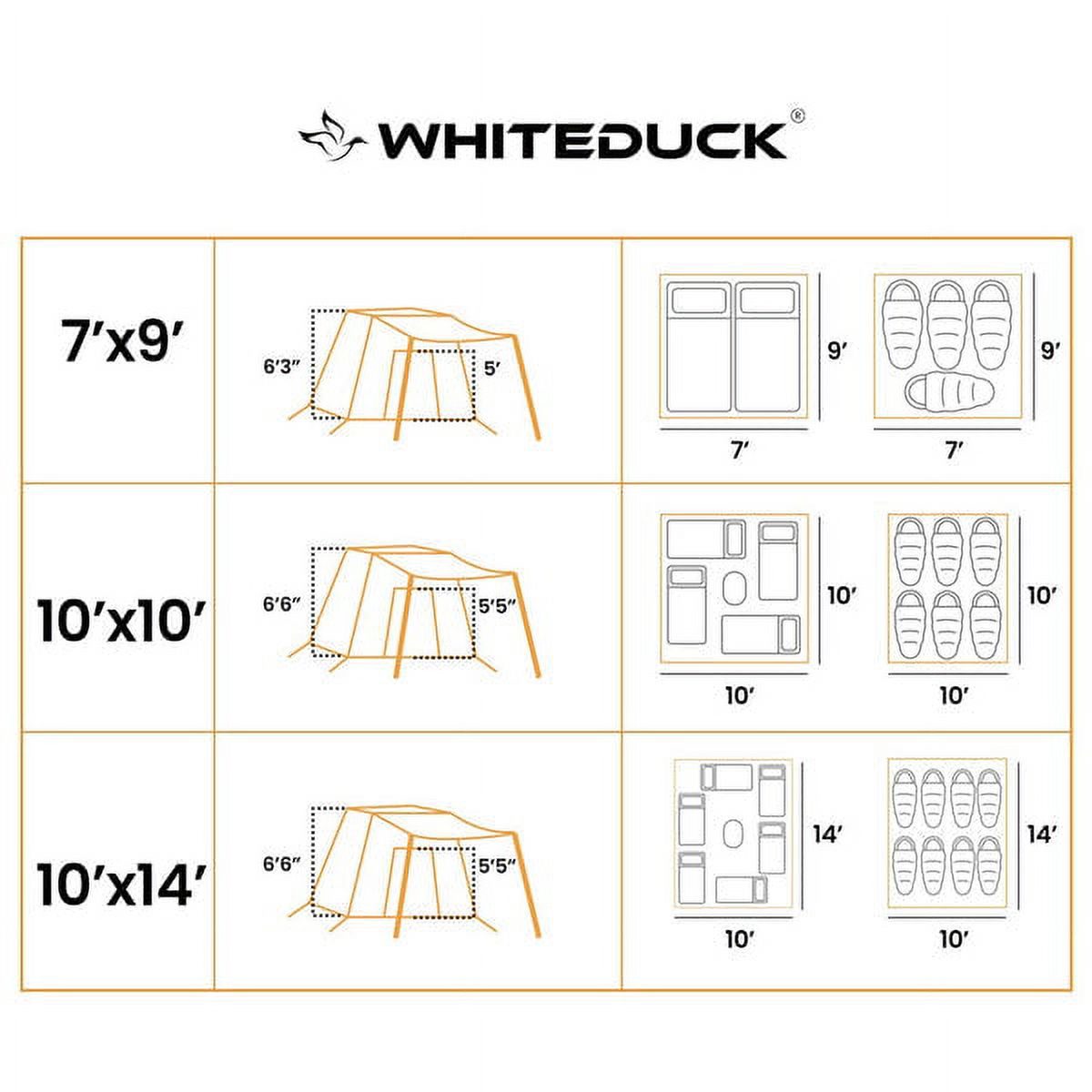WHITEDUCK Prota Basic Canvas Cabin Tent | Flex-bow Camping Tent 10'x10' Cabin Style for 4 Person in Brown Color - Waterproof