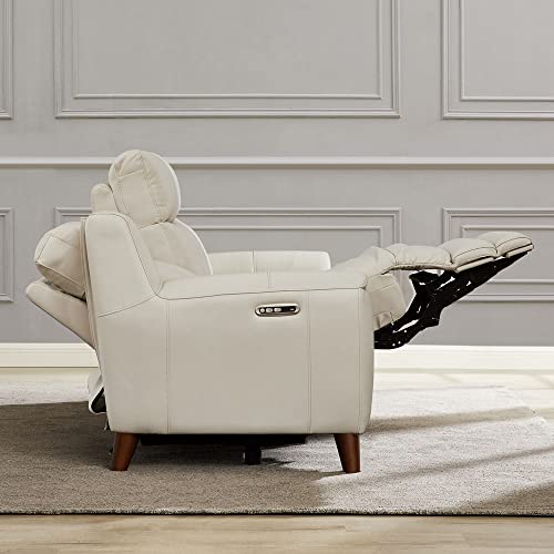 Hydeline Torino Zero Gravity Power Recline and Headrest Top Grain Leather Sofa Couch with Built-in USB-Ports, Vanilla