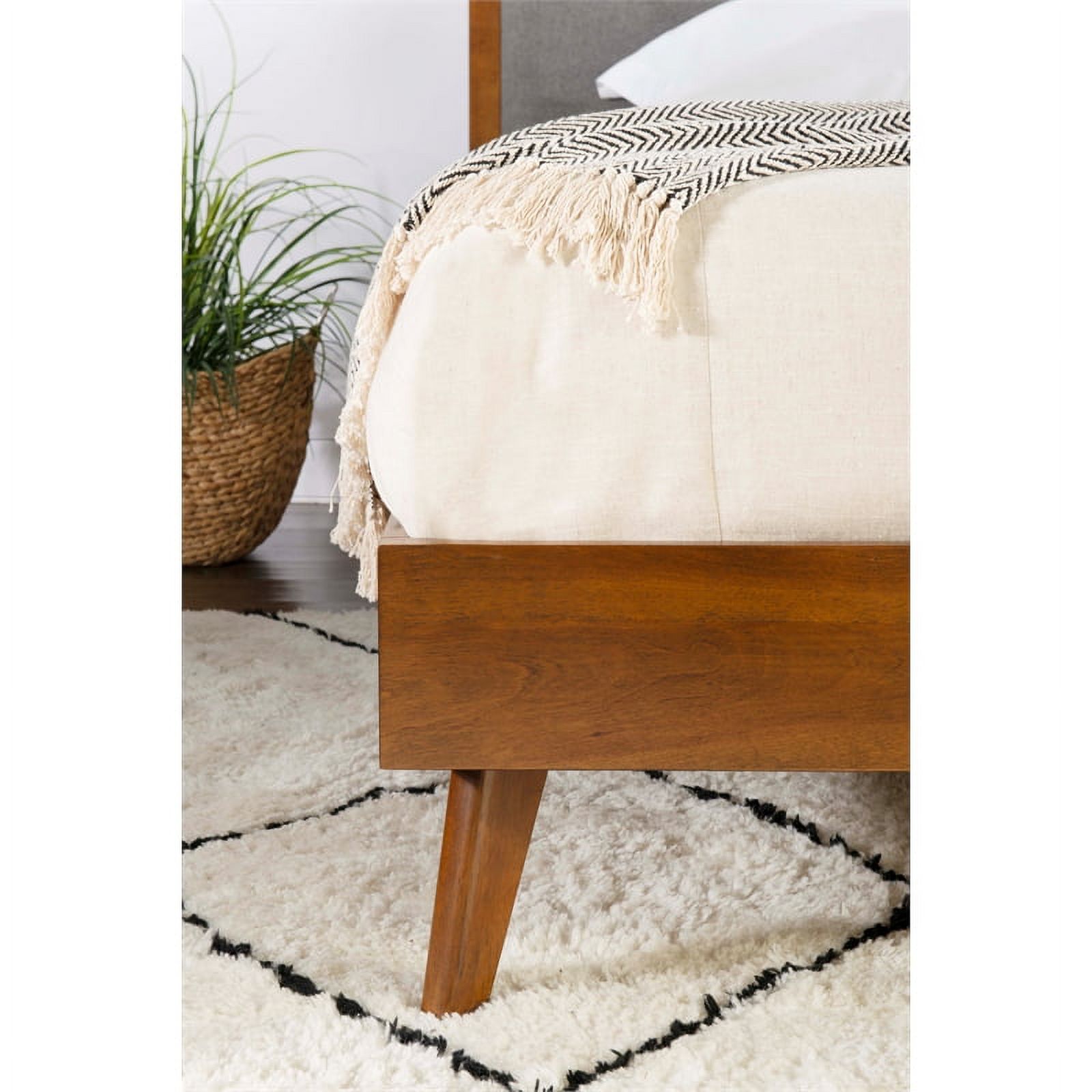 Allora Mid-Century Wood/Polyester King Platform Bed in Medium Brown