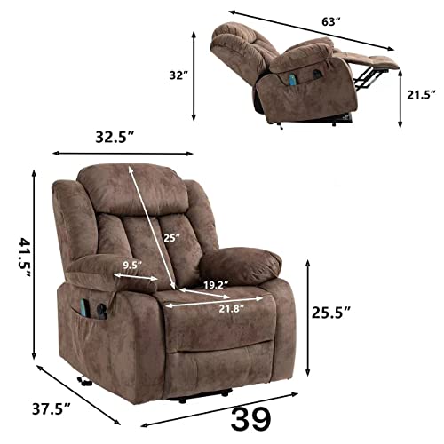 Livingroom Furniture Living Room Elderly,Relax Sofa Lift Massage Chair Power Electric Reclining, Brown