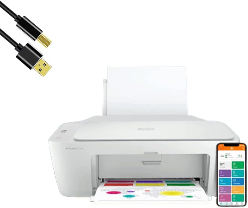 H-P DeskJet 2752e Wireless All-in-One Color Inkjet Printer for Home, Office, Print, Copy, Scan, Wireless, USB Connectivity, Mobile Printing with Bools USB Printer Cable