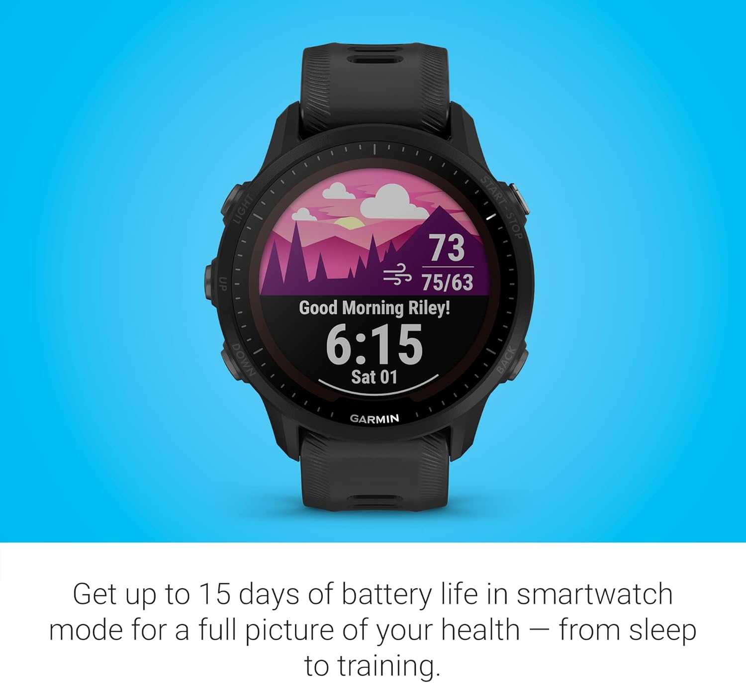 Garmin Forerunner® 955, GPS Running Smartwatch, Tailored to Triathletes, Long-Lasting Battery, Black (Renewed)
