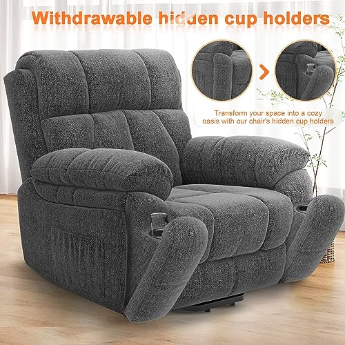 YONISEE Lift Chairs Recliner for Elderly, Super Oversized with Massage and Heat, Overstuffed Wide Recliners, Recliner Chairs for Adults, Heavy Duty and Safety Motion with Cup Holders, USB Ports