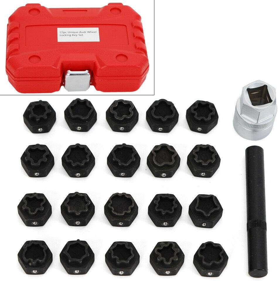 LYNICESHOP Car Wheel Lock - 22Pc Wheel Locking Key Anti-Theft Wheel Rim Lug Nut Master Removal Set - Anti-Theft Removal Tool Pack of 2